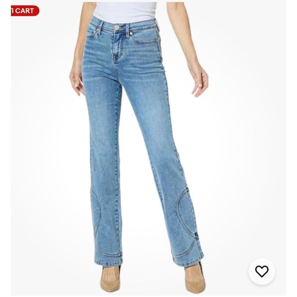 DG2 by Diane Gilman Classic Stretch Denim Swirl Bootcut Jean Chambray Sz 24W NWT